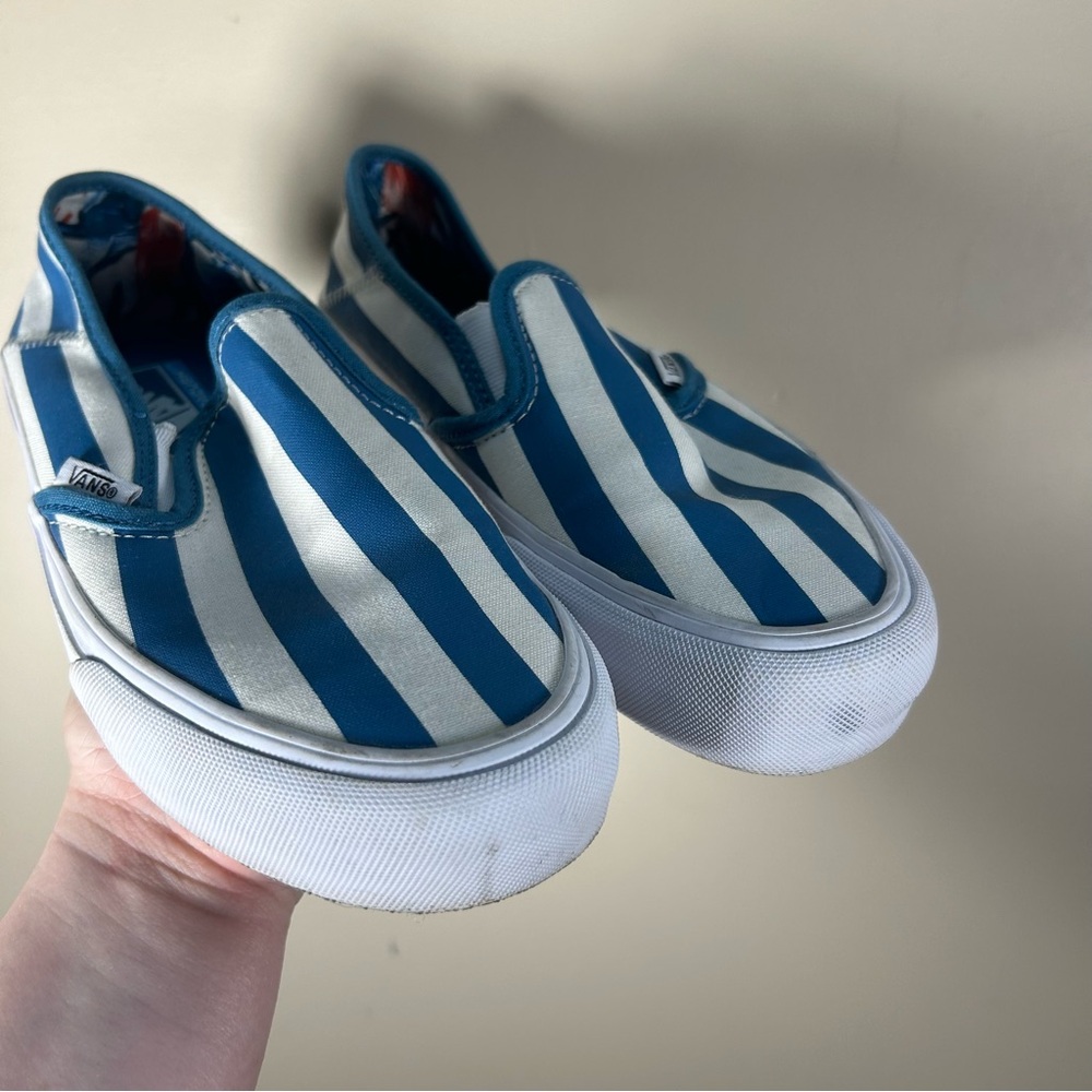 Vans Blue and White Striped Sneakers - Picture 4 of 10